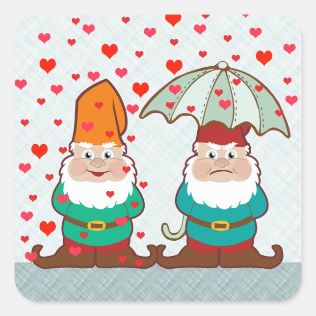Sticker Carré Des Gnomes heureux et grincheux (Devant)