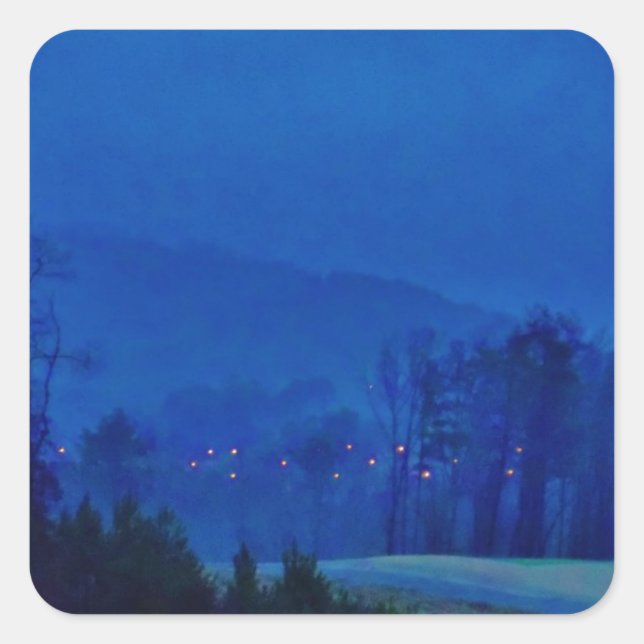 Sticker Carré Des lumières scintillantes dans un Blue Mountain M (Devant)