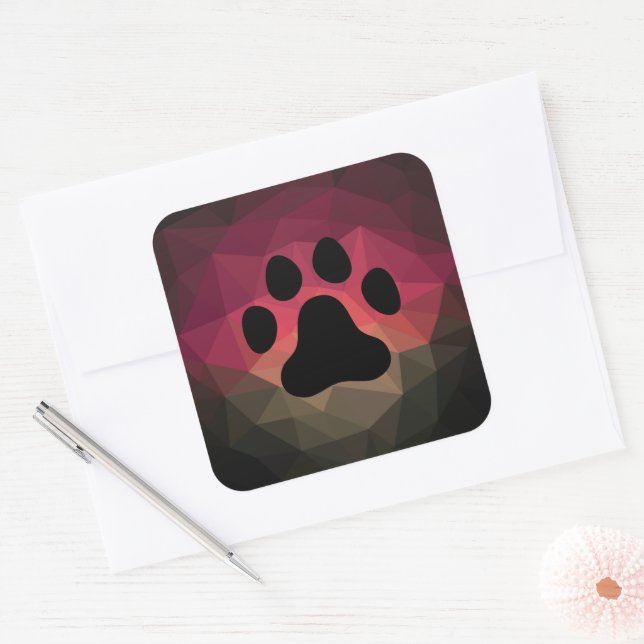Sticker Carré Design convivial pour les animaux, patte chien/cha (Enveloppe)