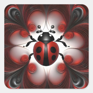 Sticker Carré Design d'art Abstrait Ladybird,