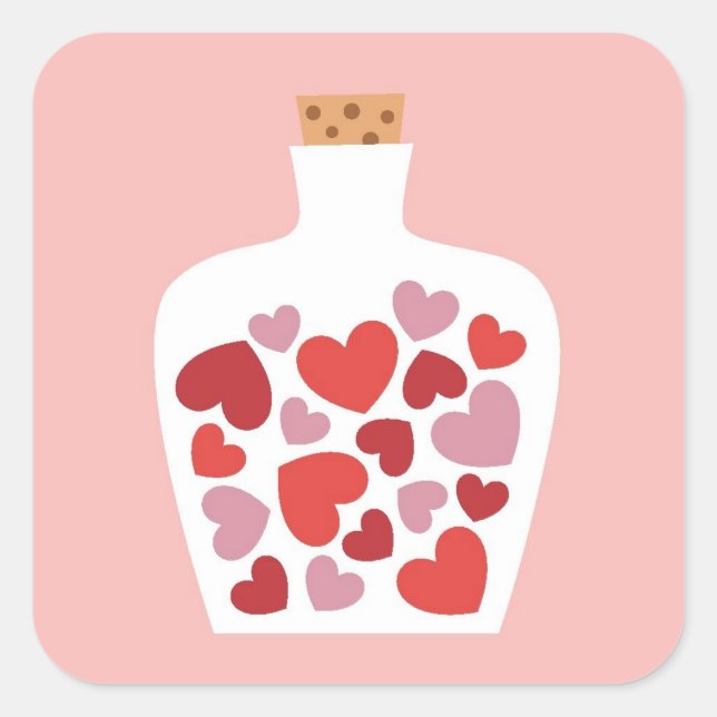 Sticker Carré Design de carte de Saint-Valentin (Devant)