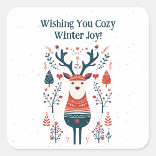 Sticker Carré Design de cerfs de Noël Hygge - Inspiré scandinave
