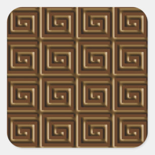 Sticker Carré Design de clé grecque - chocolat noir