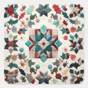 Sticker Carré Design de Noël doré