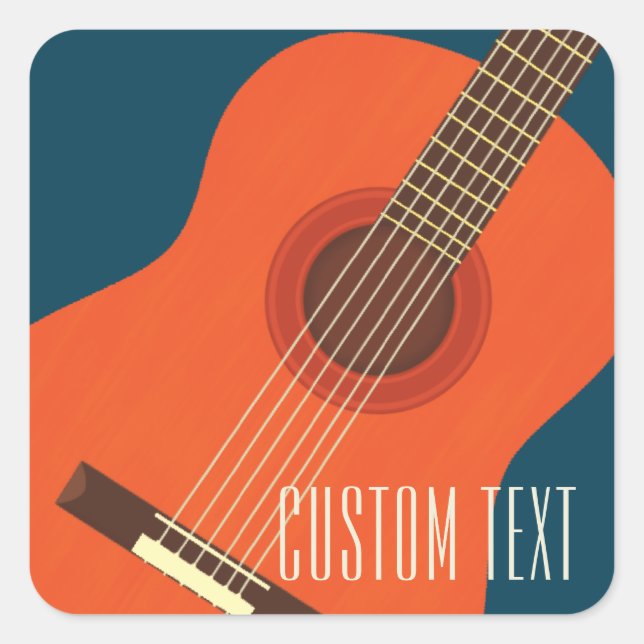 Sticker Carré Design d'illustration guitare/musique (Devant)