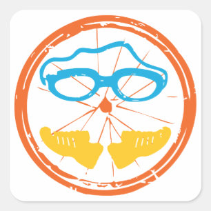 Sticker Carré Design fun Triathlon