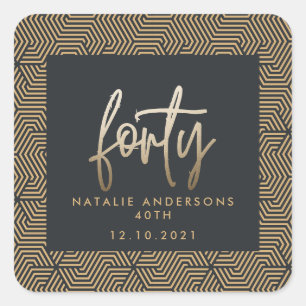 Sticker Carré Design moderne 40e anniversaire simple élégant scr