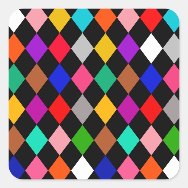Sticker Carré Design Motif multicolore Harlequin Diamonds (Devant)