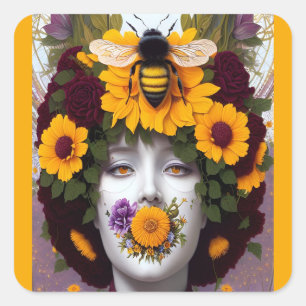 Sticker Carré Design tranquille des abeilles