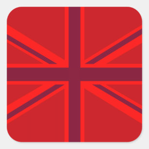 Sticker Carré Design Union Jack à accent rouge