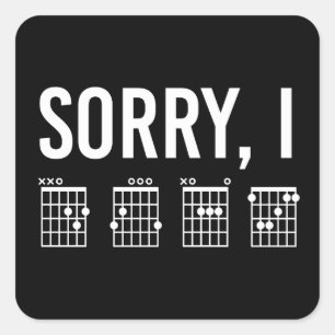 Sticker Carré Désolé IDGAF Funny Guitar Chords Humour de musique