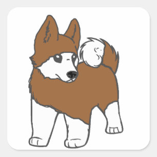 Sticker Carré dessin animé akita