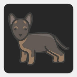 Sticker Carré dessin animé de German Shepherd