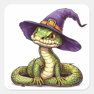 Sticker Carré Dessin animé de serpent adorable Style mignon rept
