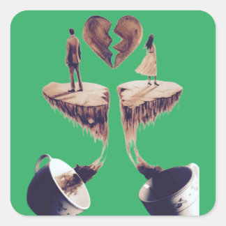 Sticker Carré Dessin avec dessin à café