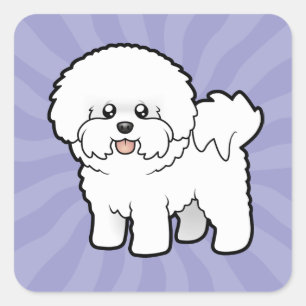 Sticker Carré Dessin Bichon Frise