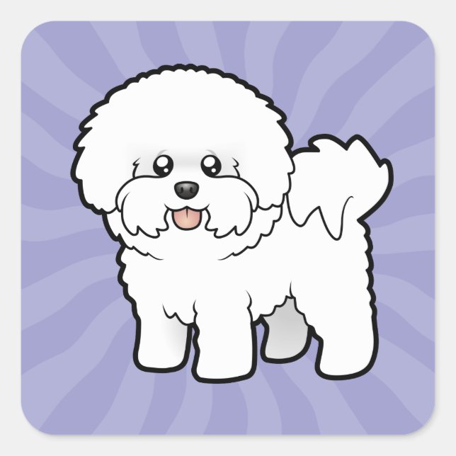 Sticker Carré Dessin Bichon Frise (Devant)