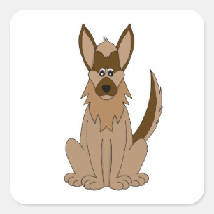 Sticker Carré Dessin de chien Extraordinaire berger allemand