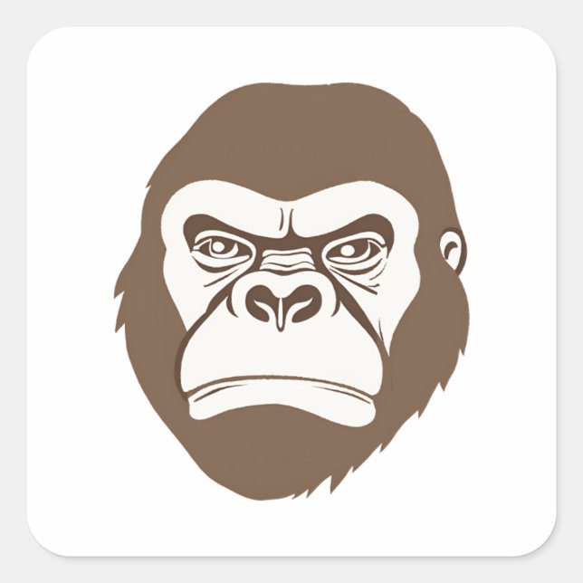 Sticker Carré Dessin de dessin de Gorilla (Devant)