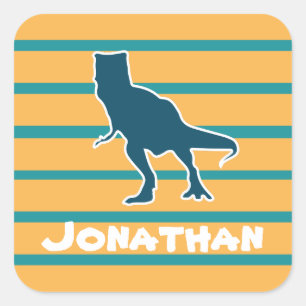 Sticker Carré Dessin de dinosaure T-rex jurassic nom personnalis