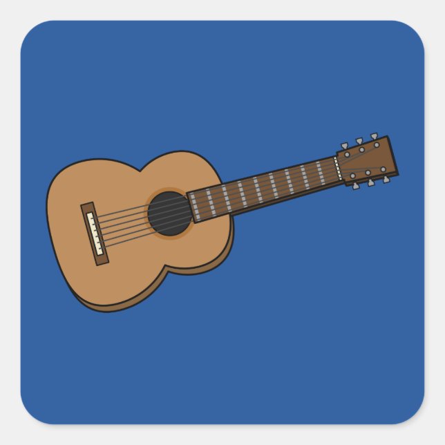 Sticker Carré Dessin de guitare (Devant)