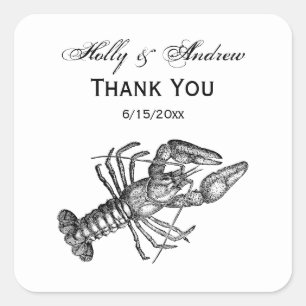 Sticker Carré Dessin de homard vintage no 1