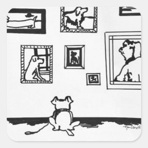 Sticker Carré Dessin de la meilleure ligne de chien par Willowca