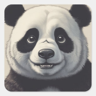 Sticker Carré Dessin de Panda