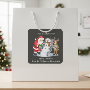 Sticker Carré Dessin de Père Noël drôle Prélèvement sanguin Phlé