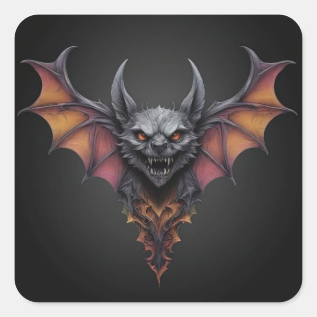 Sticker Carré Dessin d'encre de chaume effrayant, (Devant)