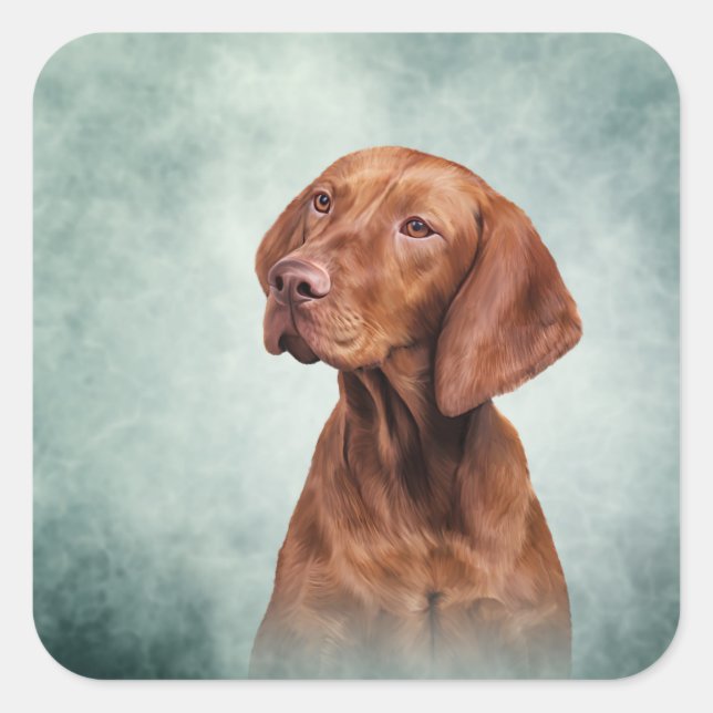 Sticker Carré Dessin drôle Vizsla Pointer (Devant)