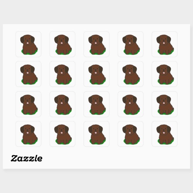 Sticker Carré Dessin du laboratoire de chocolat LR kawaii (Feuille)