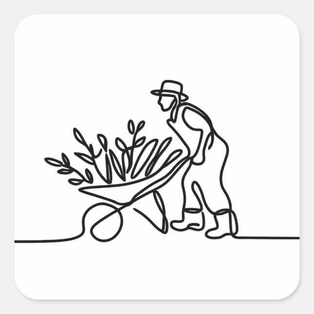 Sticker Carré dessin d'un agriculteur ou d'un jardinier (Devant)