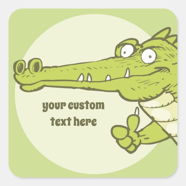 Sticker Carré dessin humoristique de crocodile (Devant)