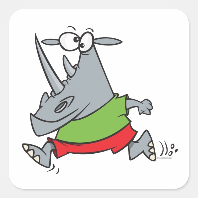 Sticker Carré dessin humoristique jogger rhino (Devant)