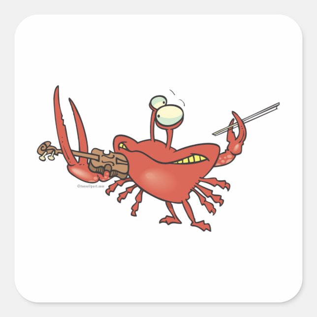 Sticker Carré dessin humoristique sur le crabe de violoneux (Devant)