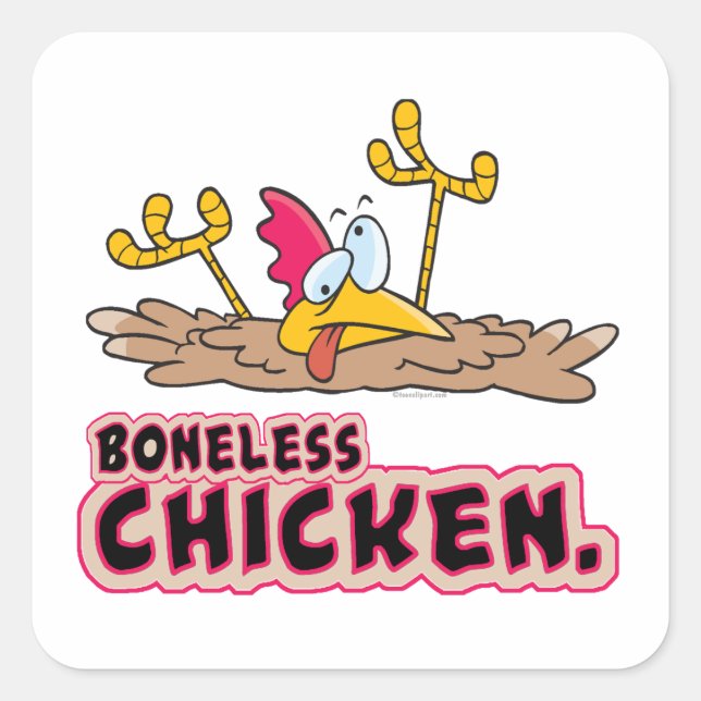 Sticker Carré dessin humoristique sur le poulet désossé (Devant)
