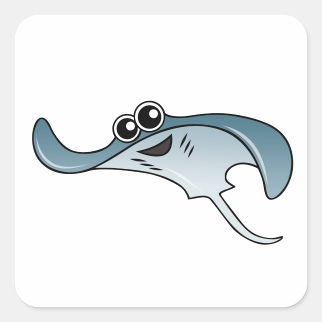 Sticker Carré Dessin Stingray (Devant)