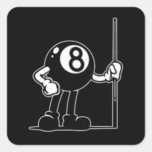 Sticker Carré Dessin vintage à 8 balles Billiards Cue Sports