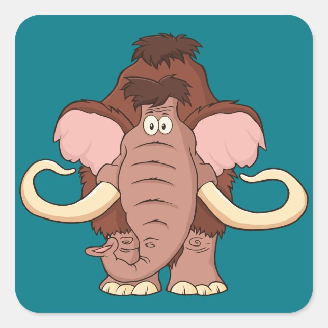 Sticker Carré Dessin Wooly Mammoth (Devant)