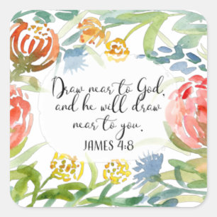Sticker Carré Dessinez près de Dieu   James 4:8