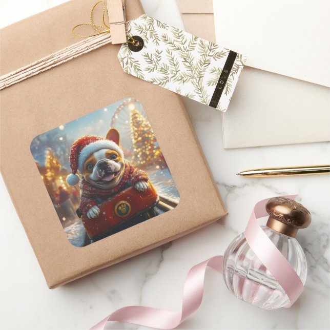 Sticker Carré Dessous de verre à rouleaux pour chien Bull Terrie (Cadeaux)