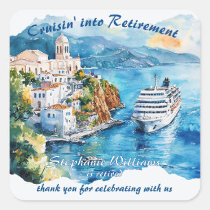 Sticker Carré Destination Croisière de la partie de retraite Grè