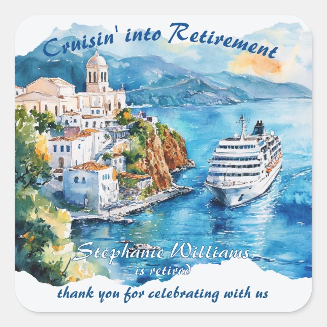 Sticker Carré Destination Croisière de la partie de retraite Grè (Devant)