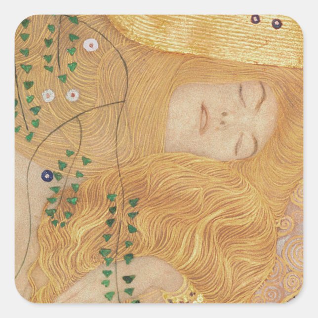 Sticker Carré Détail de Gustav Klimt | des serpents de l'eau I (Devant)