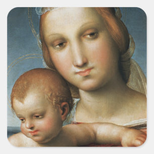 Sticker Carré Détail de<Virgin and Child>Attribué à Rapha