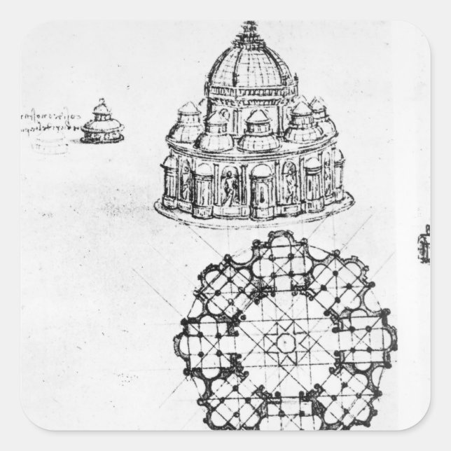 Sticker Carré Détail d'une église centrale, c.1488 (Devant)