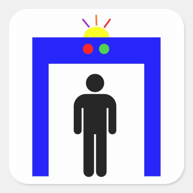 Sticker Carré détecteur de métal de l'aéroport alarme de sécurit (Devant)