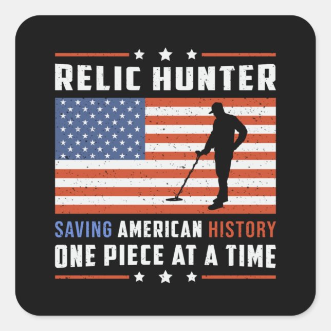 Sticker Carré Détecteur de métaux Détecteur Idée cadeau (Devant)