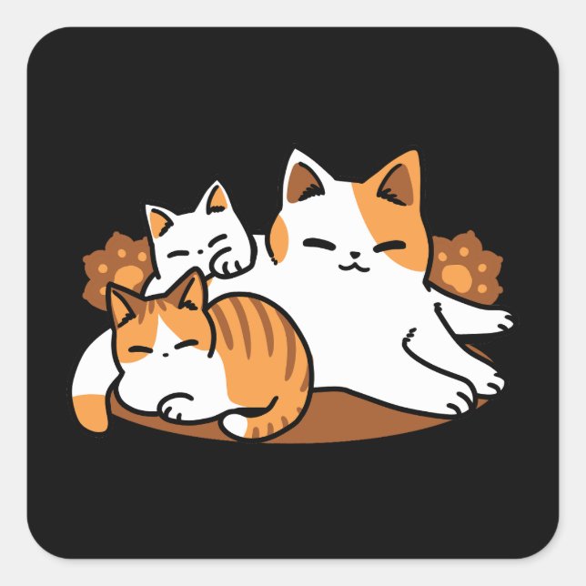 Sticker Carré Détendez-vous Art Chat - 'Laze Furr Days' pour les (Devant)